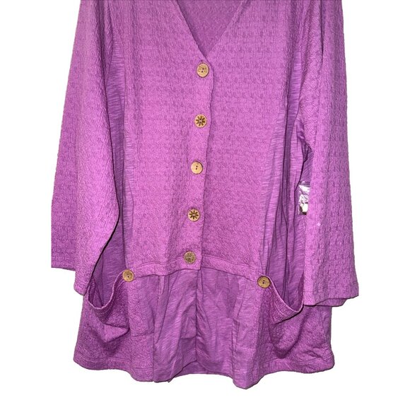 Soft Surroundings Lilac Knit V-Neck Button Up Shirt Size 2X NWOT - Picture 2 of 5